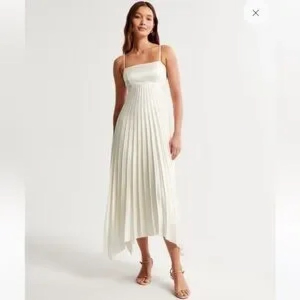 Abercrombie and Fitch Giselle Clasp-Back Pleated Midi Dress